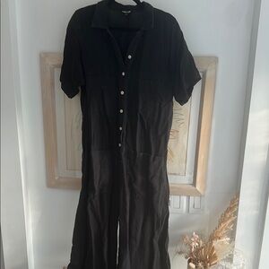 Ilana Kohn black linen Button-Up Jumpsuit